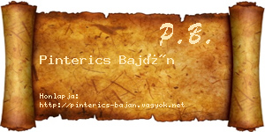 Pinterics Baján névjegykártya